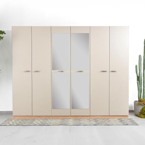 دولاب ملابس هايز خشب 6 أبواب مع مرايا مقاس 216x60x...
