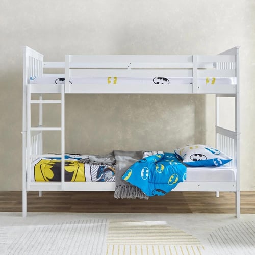 سرير فردي بطابقين من هامبتون معدن باللون الابيض مق...