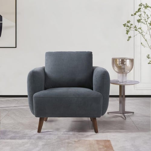 طقم كنب مورينا 3+2+1 مقاعد قماش لون رمادي داكن بأر...