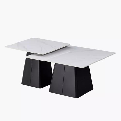 طقم طاولات قهوة إلفونا قطعتين سطح الحجر الملبد و ق...