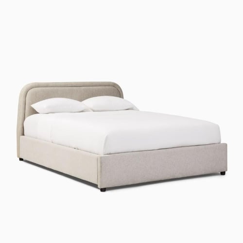 سرير كلاود منجد بالكامل قماش مخمل لون رمادي