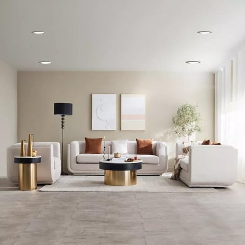 طاولة قهوة فيلنورا بسطح من الرخام الأصلي ابيض بقاع...