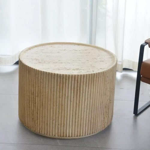 طاولة قهوة تورفيسا مستديرة بوليريسين صناعي لون بيج