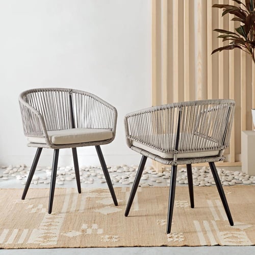 طقم شرفة مقعدين مع وسائد للمساحات الخارجية من فريس...