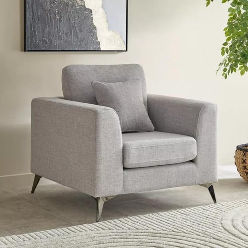 كنبة مفردة فيوريلا قماش كتان لون رمادي بارجل معدني...