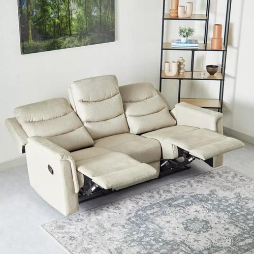 كنبة استرخاء روزيتّا 3 مقاعد وطاولة قماش لون بيج ق...