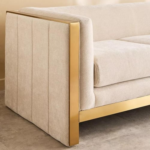 كنبة أوليفارا و مقعدين مع وسادتين قماش لون كريمي و...