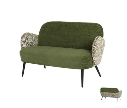 كنبة ثنائية فيلينا مبطن قماش اخضر في ابيض بأرجل مع...