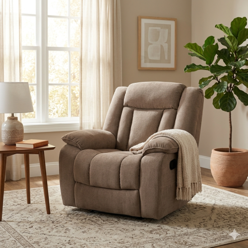 كنبة استرخاء مفردة هزاز دوار ميرونا قماش بيج غامق...