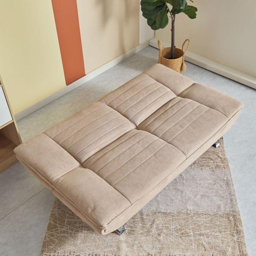 كنبة سرير 3 مقاعد من جويفول قواعد معدن لون بيج مقا...