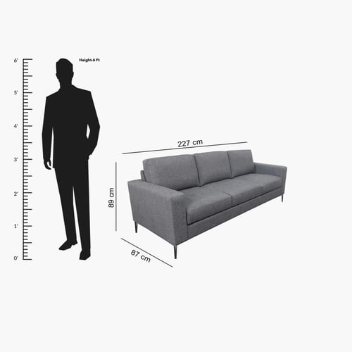 كنبة ثلاث مقاعد كتان لون رمادي فاتح من مارويل كيند...