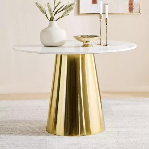 طاولة سفرة مستديرة كورلينا 4 مقاعد بسطح رخام ابيض...