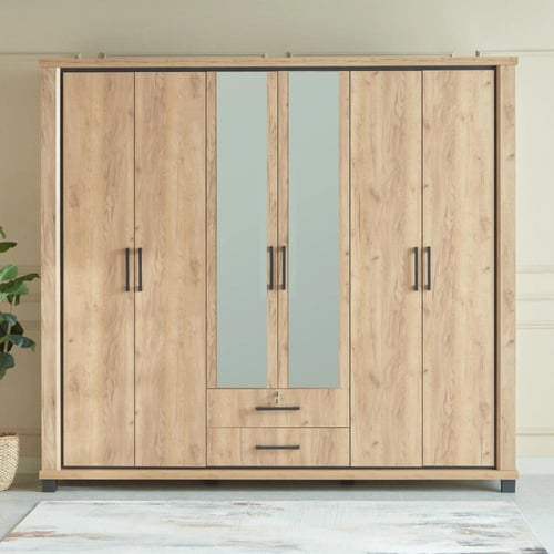 دولاب ملابس بلفورت خشب 6 أبواب بدرجين ومرايا وقفل...