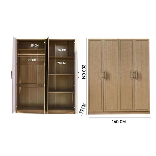 دولاب ملابس كلاريسا خشب لون بني 4 باب بتصميم عصري...