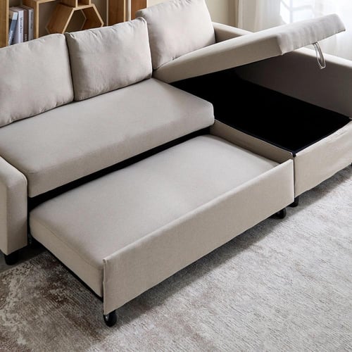 كنبة سرير ركنية يمين يسار مقعدين مع مساحة تخزين من...