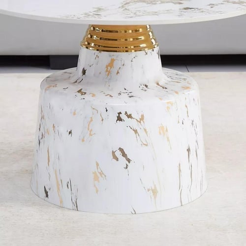 طقم طاولات قهوة كالفييرا بسطح حجر ملبد و قاعدة معد...