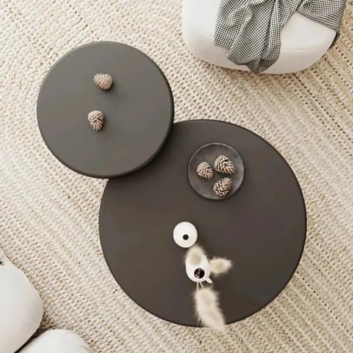 طقم طاولات قهوة نوفا دائرية مزدوجة بطابع نحتي لون...