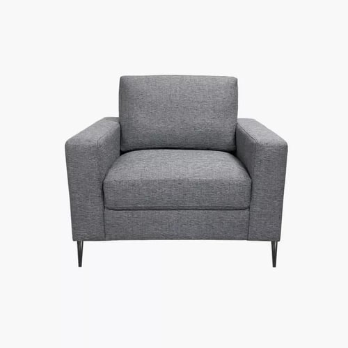 كرسي بمساند ذراعين قماش كتان لون رمادي غامق من مار...