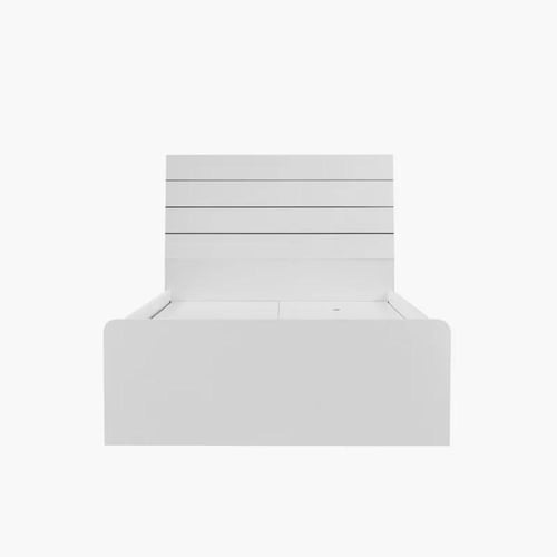 سرير فردي خشب هندسي ابيض بتصميم لوح رأسي فريد ذي أ...