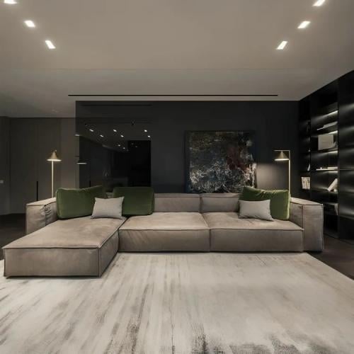 كنبة زاوية مافيلا على شكل حرف L قماش شانيل فاخر