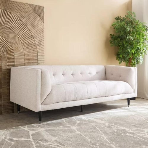 كنبة كاليستا بـ3 مقاعد قماش بوكليه لون كريمي و رما...