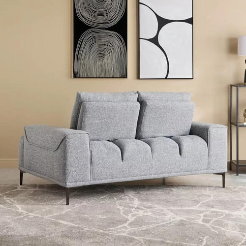 كنبة مارفيلّا مقعدين قماش لون رمادي بارجل معدنية