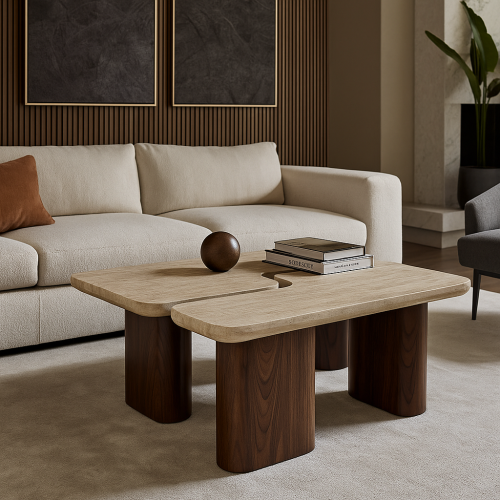 طقم طاولات إلوريا بتصميم عصري بسطح بيح فاتح وقاعدة...