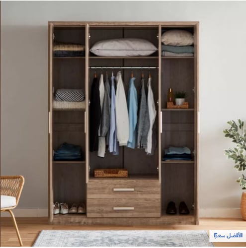 خزانة ملابس كيرفي 4 أبواب مع درجين ومرآتين – تصميم...