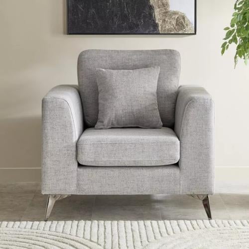 كنبة مفردة فيوريلا قماش كتان لون رمادي بارجل معدني...