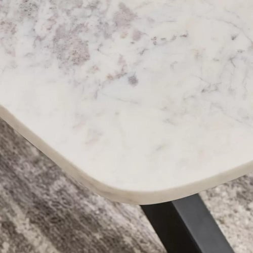 طاولة قهوة فورلينا بسطح رخام ابيض و ارجل معدن اسود