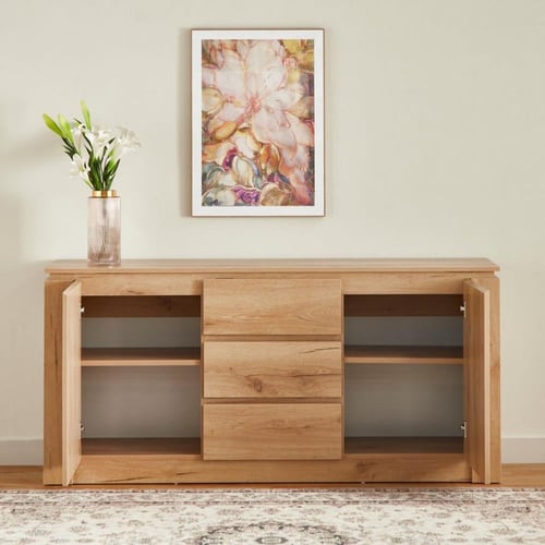 خزانة بوفيه جانبية بالي بـ3 أدراج وبابين لون حشبي...