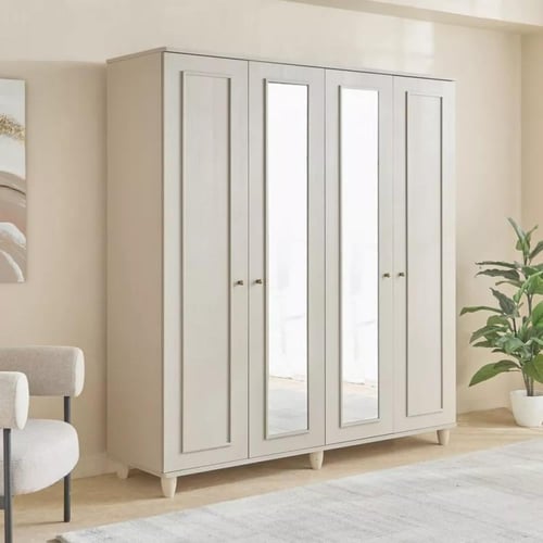 خزانة ملابس بـ4 أبواب مع مرآة من ميرلورا
