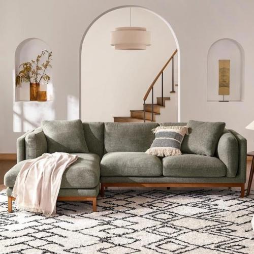 كنبة زاوية مودا على شكل حرف L - لون رمادي