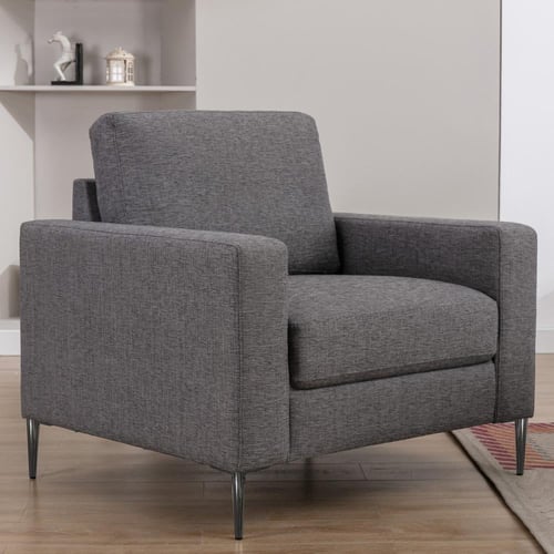 طقم كنب فيلّيسا 3+2+1 مقاعد قماش لون رمادي بأرجل م...