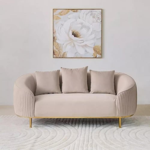 كنبة فالينزا مقعدين مع 3 وسائد قماش شانيل ناعم لون...