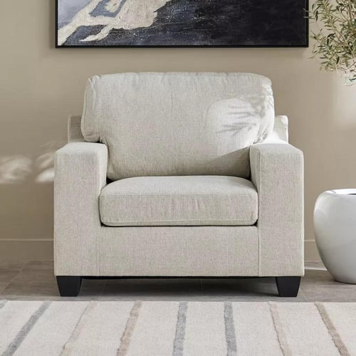 كنبة إيليت قماش مقعد واحد لون كريمي بأرجل بلاستيك...