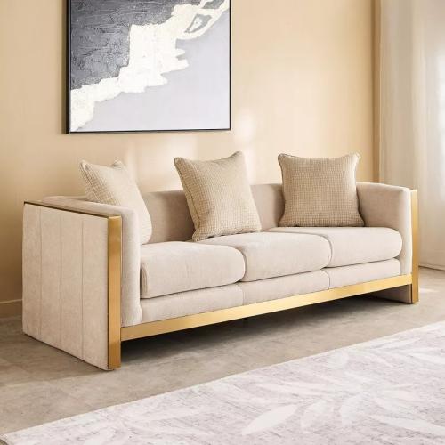 كنبة أوليفارا و 3 مقاعد مع 3 وسائد قماش لون كريمي...