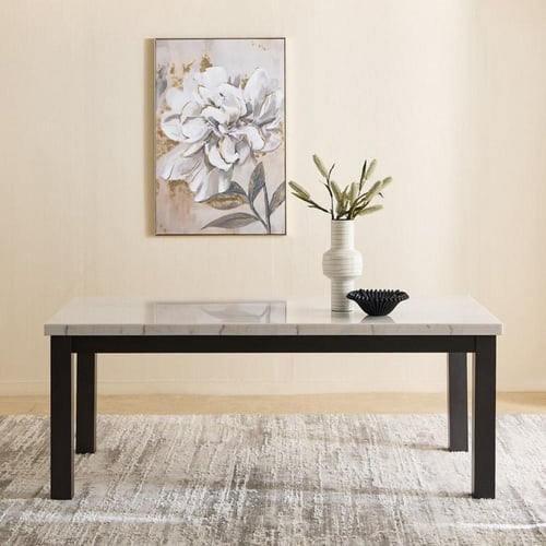 طقم طاولة سفرة بسطح رخامي 8 مقاعد من مجموعة “لافين...