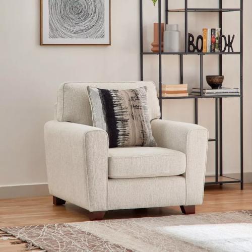 كنبة مفردة فيجاس ووسادة قماش كتان لون كريمي بارجل...