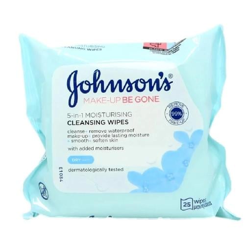 مناديل جونسون المبللة للبشرة الجافة عبوة من 25 قطع...