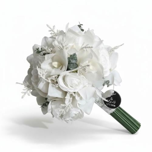 مسكة عروس صناعي فاخرة بورد سمبيديوم وروز – ثبات وج...