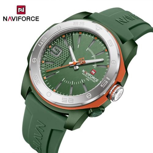 ساعة رجالية NAVIFORCE خضراء مقاومة للماء