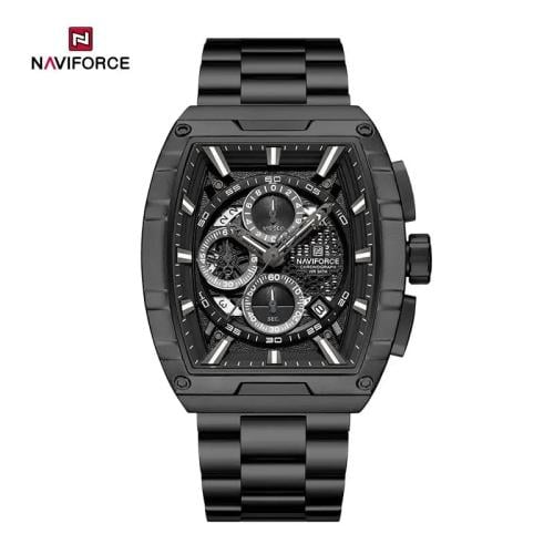 ساعة رجالية NAVIFORCE سوداء مستطيلة بكرونوغراف فاخ...