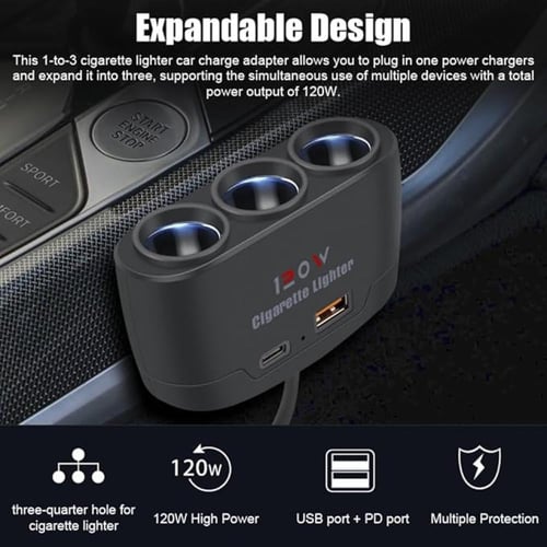 موزع شاحن ولاعه ثلاثي