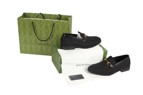 حذاء Gucci Loafer رجالي أسود بنقشة GG مع Horsebit...
