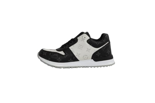 حذاء لويس فيتون سنيكرز رجالي مونوغرام أبيض وأسود