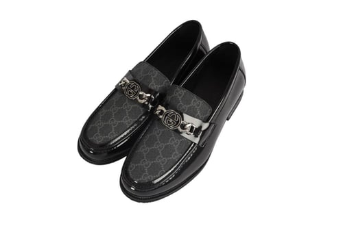 حذاء Gucci Loafer رجالي أسود بنقشة GG مع تفاصيل مع...