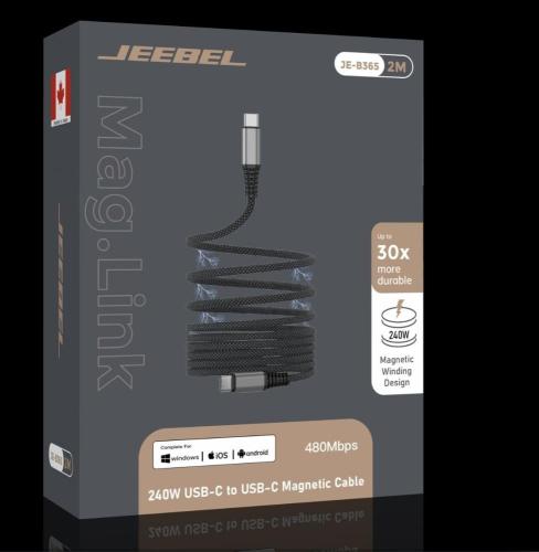 كابل جيبل USB-C المغناطيسي ذاتي التنظيم، يدعم البي...