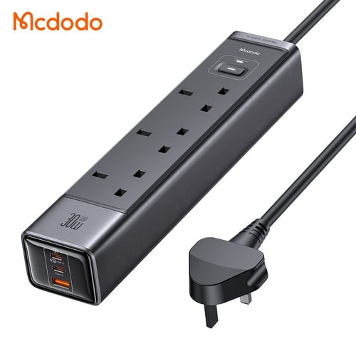 Mcdodo 6-in-1 30W GaN Fast Charging Power Strip with Surge Protection – UK Plug