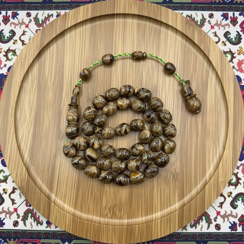 سبحة بكلايت – بني غامق بتعريقات بني فاتح – خراطة أ...